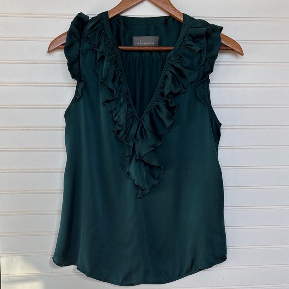 100% Silk Anthropology Ruffle V-Neck Blouse - Picture 4 of 7
